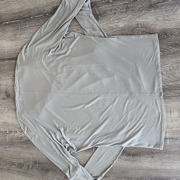 Helmut Lang 100% Modal Scala Draped Cowl Neck Long Sleeve Top in Fog Taupe - Picture 7 of 7